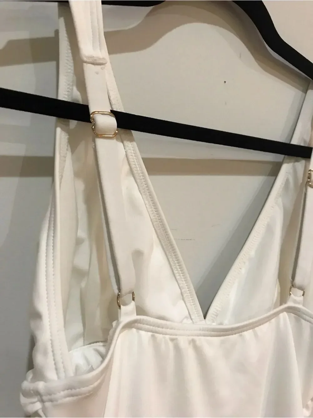 MICHAEL Michael Kors Cream One-Piece Swimsuit with Gold Ring Detail